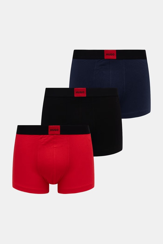HUGO bokserki męskie bawełniane z elastanem TRUNK TRIPLET GALAXY 3-pack czerwony 50532797