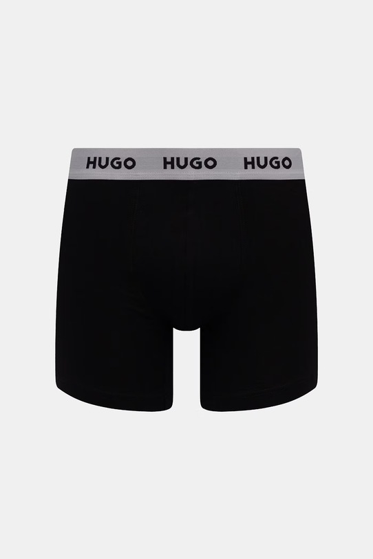 HUGO bokserki męskie bawełniane z elastanem BOXERBR TRIPLET DESIGN 3-pack 50532559 czarny SS26