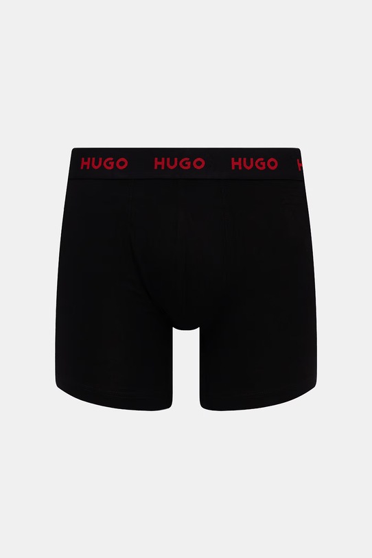 Odzież HUGO bokserki męskie bawełniane z elastanem BOXERBR TRIPLET DESIGN 3-pack 50532559 czarny