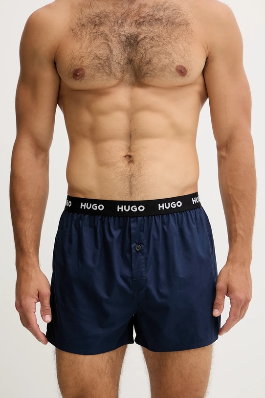 Bavlněné boxerky HUGO WOVEN BOXER TRIPLET 3-pack 50532565 námořnická modř NC25