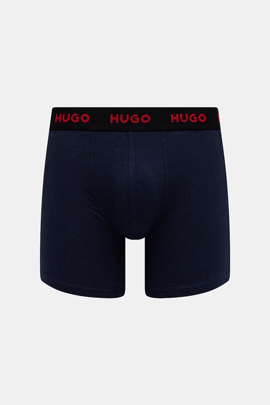 HUGO bokserki męskie bawełniane z elastanem BOXERBR TRIPLET PACK 3-pack 50532613 czarny SS26