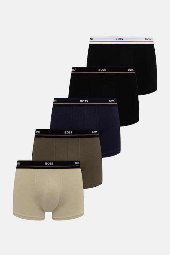 BOSS bokserki męskie bawełniane z elastanem Trunk 5P Essential 5-pack zielony 50531660
