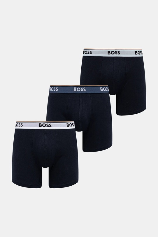 Bokserice BOSS 3-pack BoxerBr 3P Power pletivo mornarsko plava 50531691