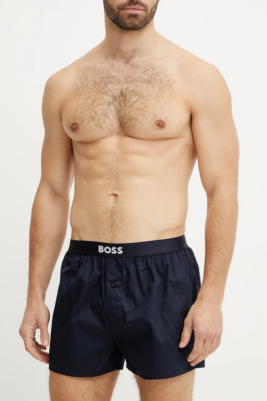 Bavlněné boxerky BOSS 2P Boxer Shorts EW 2-pack hladký modrá 50535781