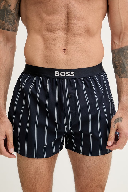 Odzież BOSS bokserki męskie bawełniane 2P Boxer Shorts EW 2-pack 50535781 granatowy