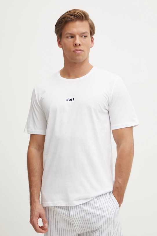 BOSS t-shirt bawełniany lounge regular biały 50535802