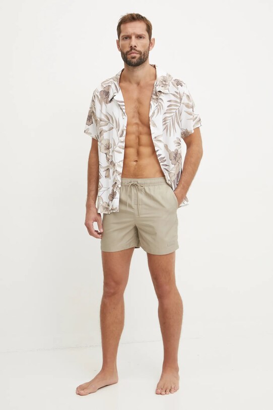 Calvin Klein szorty kąpielowe KM0KM01082 beżowy SS25