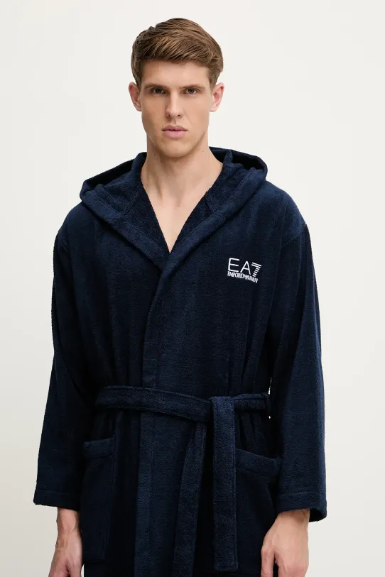 Odzież EA7 Emporio Armani szlafrok bawełniany AF14014.7M000441 granatowy