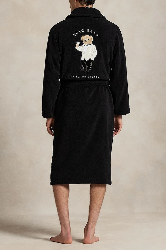 Бавовняний халат Polo Ralph Lauren 714966109 чорний AW25