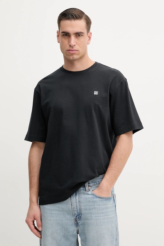 HUGO tricou lounge din bumbac imprimeu negru 50539052