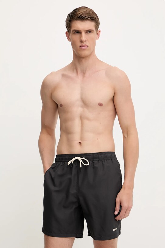 Barbour szorty kąpielowe Staple Logo 7" Swim Short MSW0093 czarny SS25