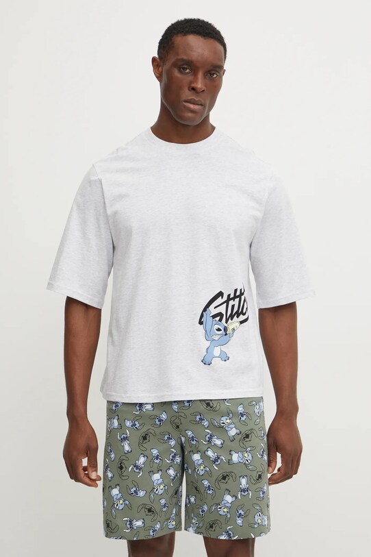 United Colors of Benetton tricou de pijama din bumbac LILO&STITCH munte gri 30964M01Y