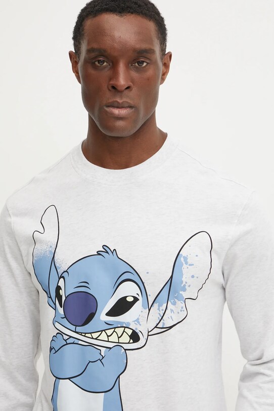 United Colors of Benetton camasa cu maneca lunga din bumbac LILO&STITCH gri 3VR54M01X