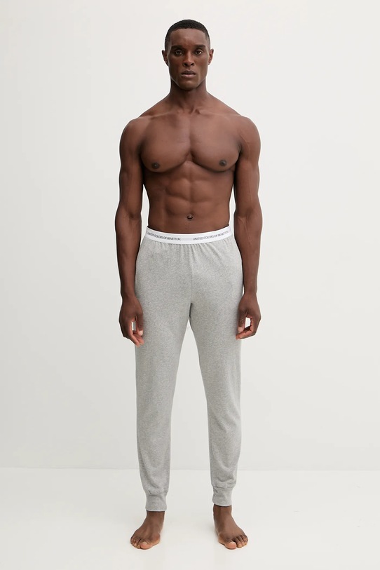 United Colors of Benetton spodnie piżamowe bawełniane 30964F00V szary AW25