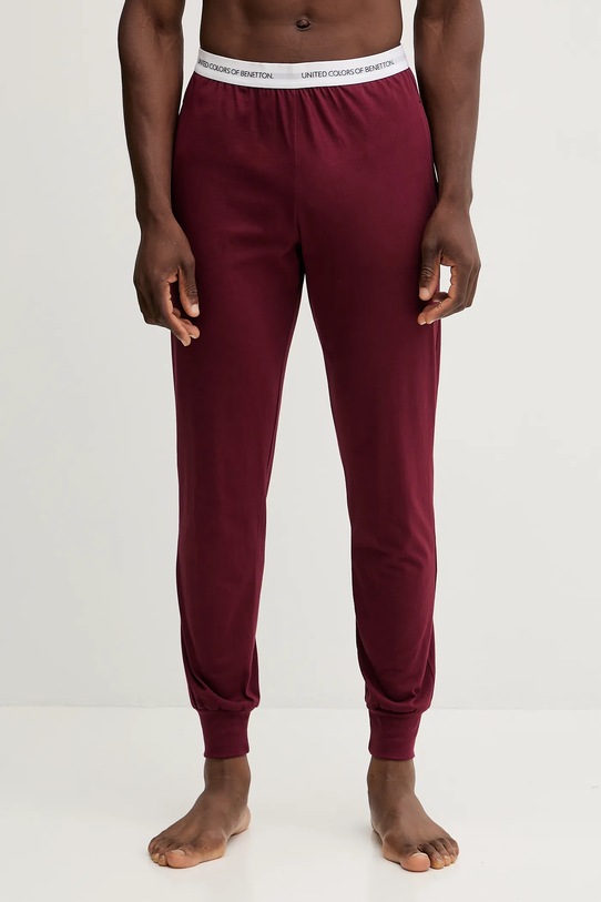 United Colors of Benetton spodnie piżamowe bawełniane bawełna bordowy 30964F00V