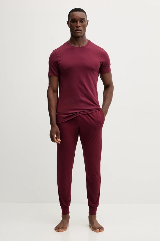 United Colors of Benetton spodnie piżamowe bawełniane 30964F00V bordowy AW25