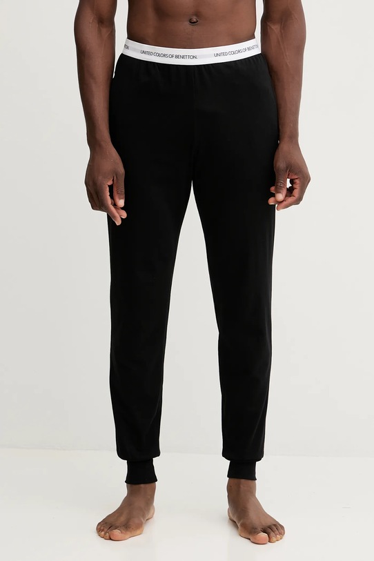 United Colors of Benetton spodnie piżamowe bawełniane bawełna czarny 30964F00V
