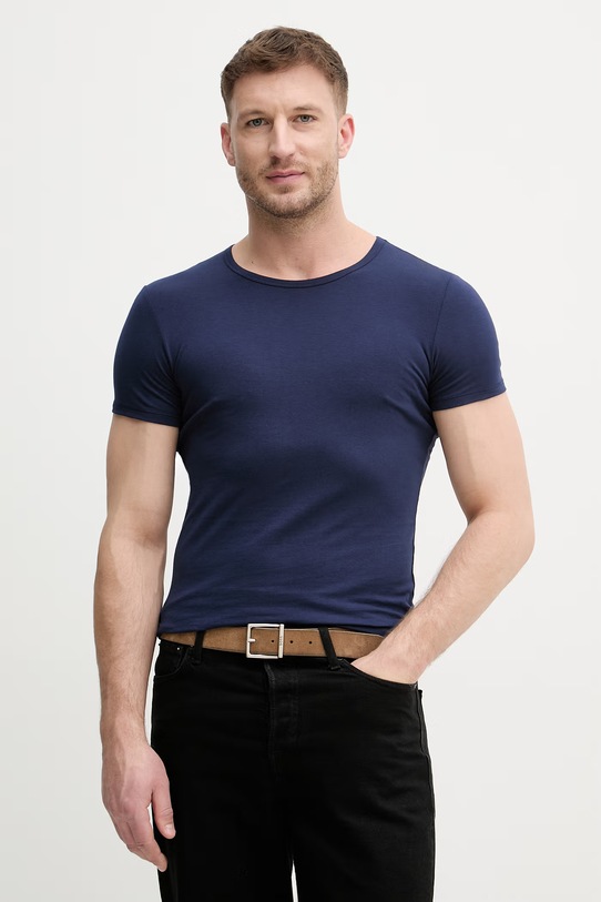 United Colors of Benetton T-shirt lounge męski bawełniany z elastanem granatowy 3OP82M111