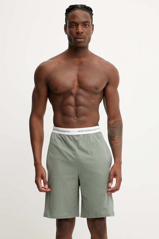 United Colors of Benetton pantaloni scurți de pijama din bumbac fund verde 30964900D