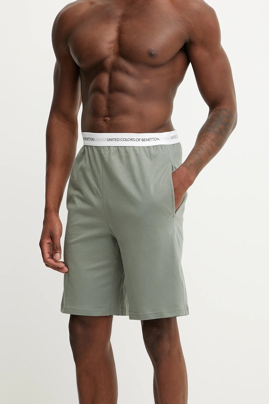 United Colors of Benetton szorty piżamowe bawełniane 30964900D zielony SS25
