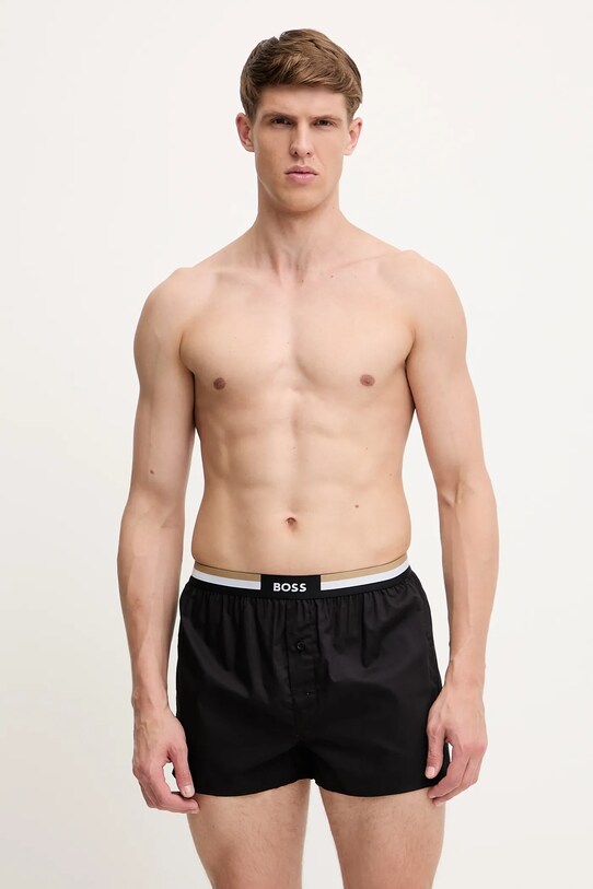 BOSS boxeri de bumbac 2-pack boxeri deschisi negru 50535792