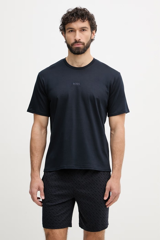 BOSS пижама из двух частей для мужчин из хлопка тёмно-синий 50540613