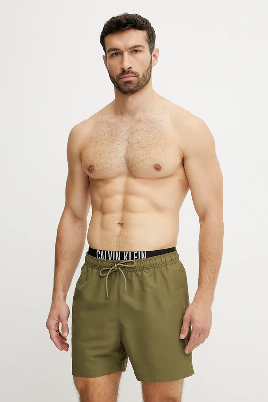 Plavkové šortky Calvin Klein Planet friendly zelená KM0KM01093