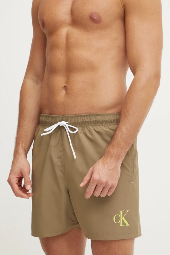 Купальні шорти Calvin Klein Planet friendly зелений KM0KM01101