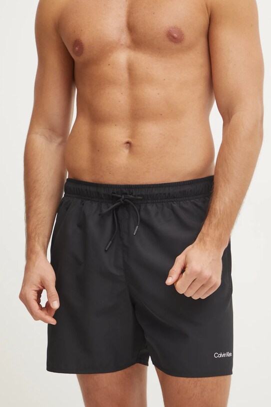 Plavkové šortky Calvin Klein 2-pak Planet friendly čierna KM0KM01165