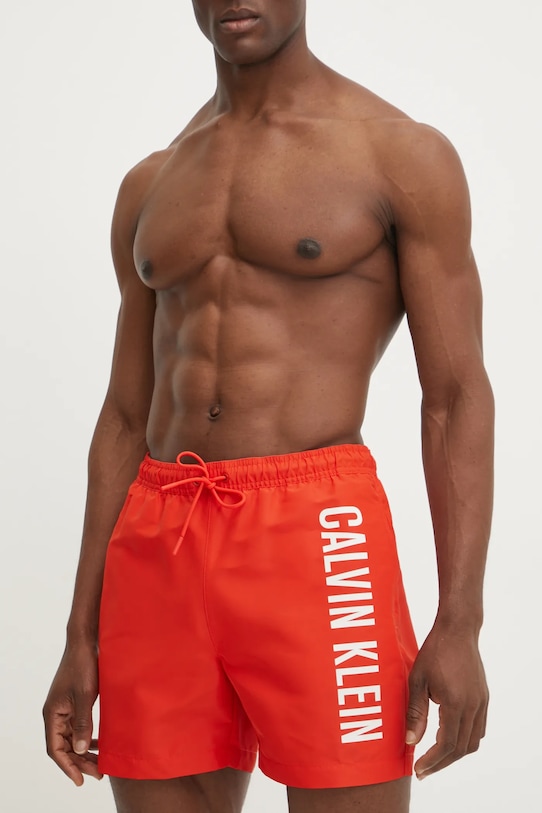 Calvin Klein szorty kąpielowe KM0KM01092 pomarańczowy SS25