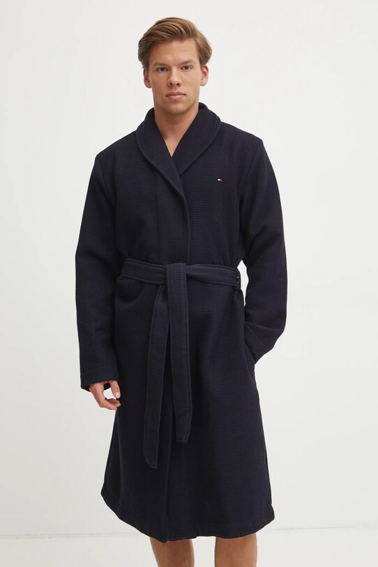 Bavlněný župan Tommy Hilfiger bavlna námořnická modř UM0UM03524