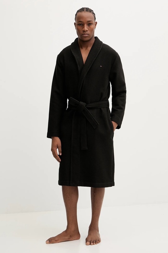 Tommy Hilfiger szlafrok bawełniany bawełna czarny UM0UM03524