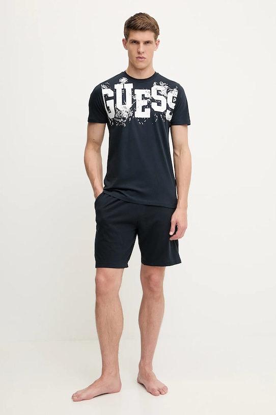 Guess set de pijama de bumbac set bleumarin U5GX22.KCAM1