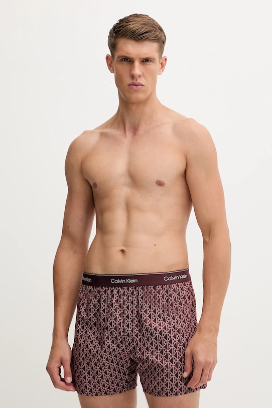Хлопковые пижамные шорты Calvin Klein Underwear бордо LV00NM2831