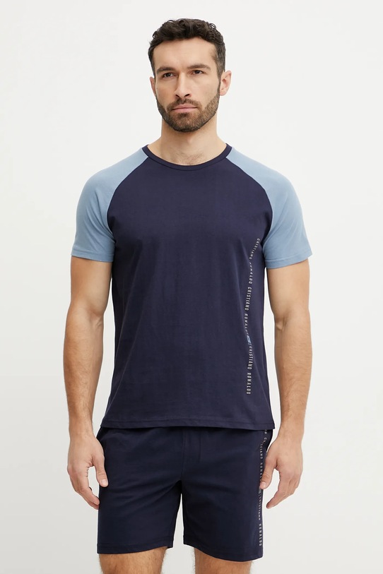 Îmbrăcăminte CR7 Cristiano Ronaldo set de pijama de bumbac 8730.41.2609 bleumarin