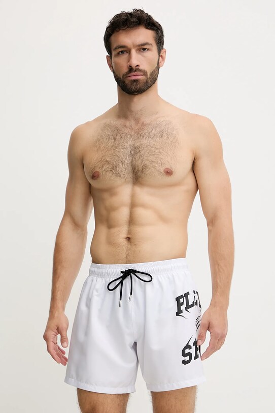 PLEIN SPORT pantaloni scurți de baie alb PS25MBM01