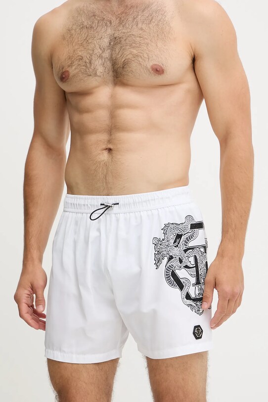 Odzież Philipp Plein szorty kąpielowe PM25MBM01 biały
