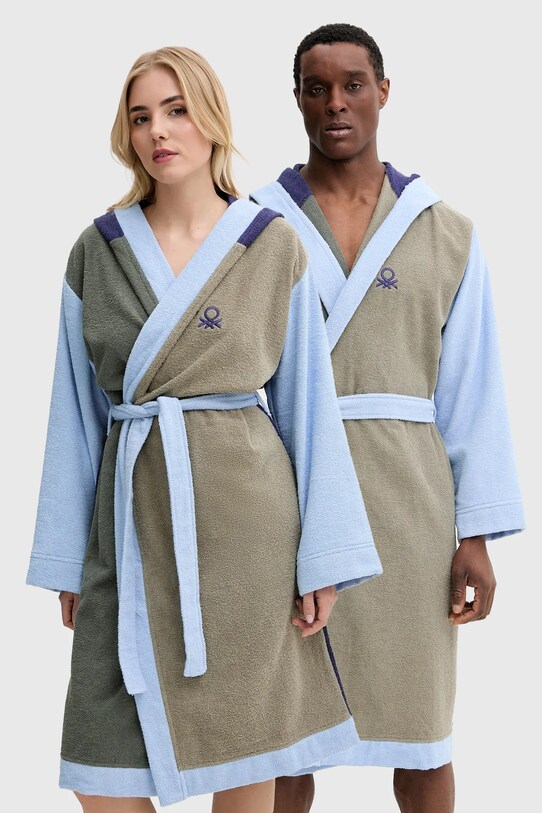Хлопковый халат United Colors of Benetton хлопок зелёный 6ORD2801L
