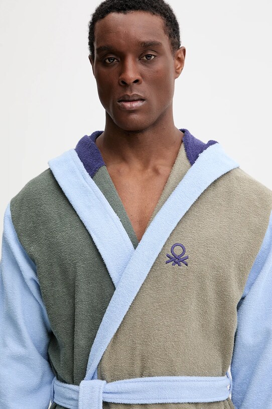 Хлопковый халат United Colors of Benetton зелёный 6ORD2801L