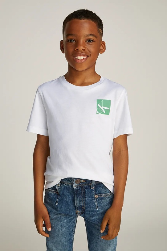 Calvin Klein Jeans t-shirt bawełniany dziecięcy bawełna biały IB0IB02351.128.176.PPYA