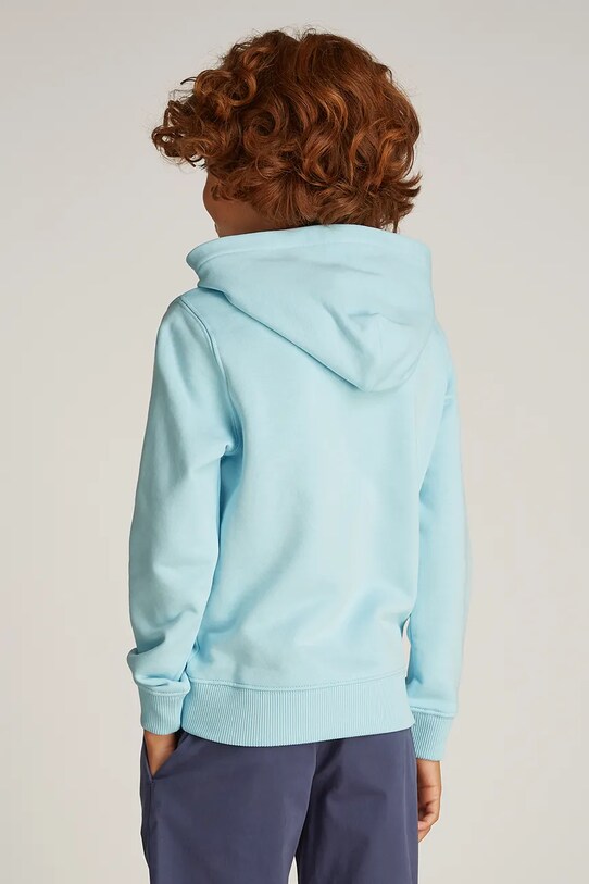 Detská bavlnená mikina Calvin Klein Jeans modrá IU0IU00266.116.PPYA