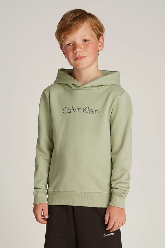 Детская хлопковая кофта Calvin Klein Jeans 0 с капюшоном зелёный IU0IU00679.128.176.PPYA