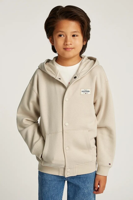 Детская кофта Tommy Hilfiger с капюшоном бежевый KB0KB09314.128.176.PPYA