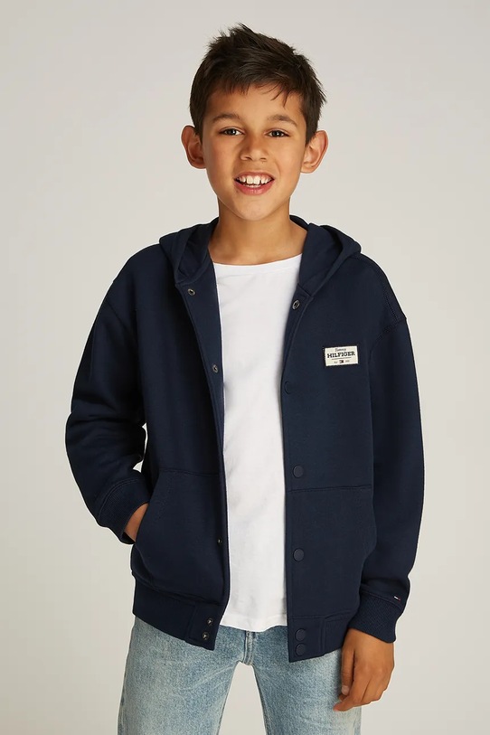 Dječja dukserica Tommy Hilfiger s kapuljačom crna KB0KB09314.128.176.PPYA