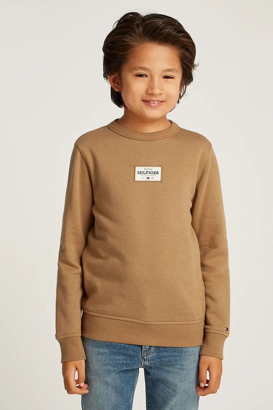 Дитяча кофта Tommy Hilfiger без капюшона коричневий KB0KB09315.128.176.PPYA