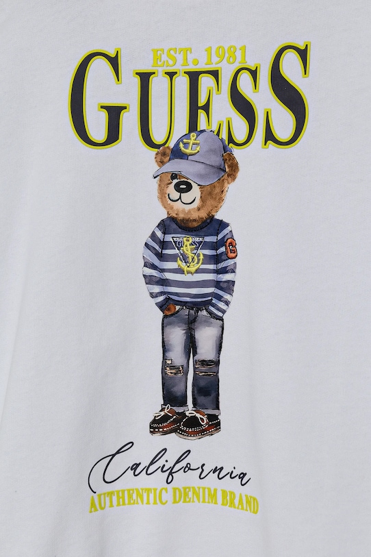 Αγορίστικα Παιδική βαμβακερή μπλούζα Guess L5RQ06.KAD74.PPYA λευκό