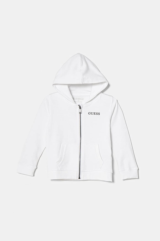 Дитяча бавовняна кофта Guess з капюшоном білий N3YQ07.KAUG0.PPYA