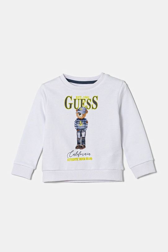 Guess bluza bawełniana dziecięca nadruk biały N5RQ05.KAD74.PPYA