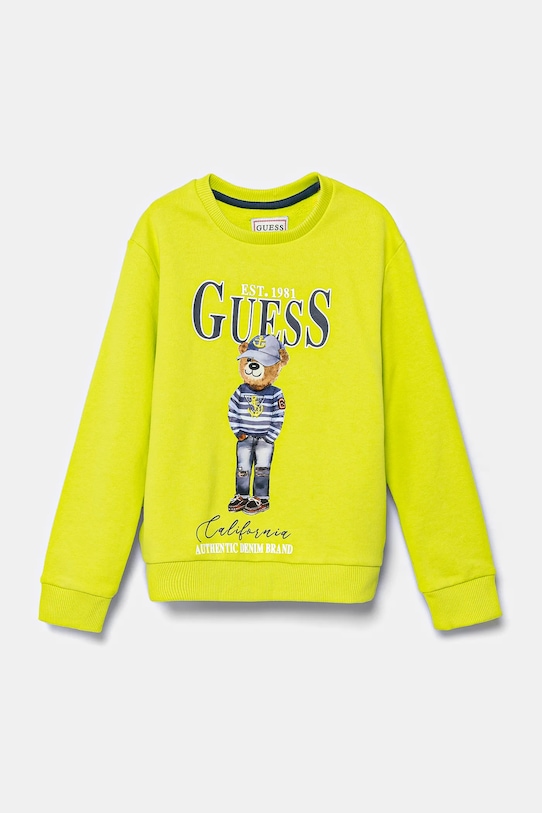 Detská bavlnená mikina Guess bavlna zelená N5RQ05.KAD74.PPYA