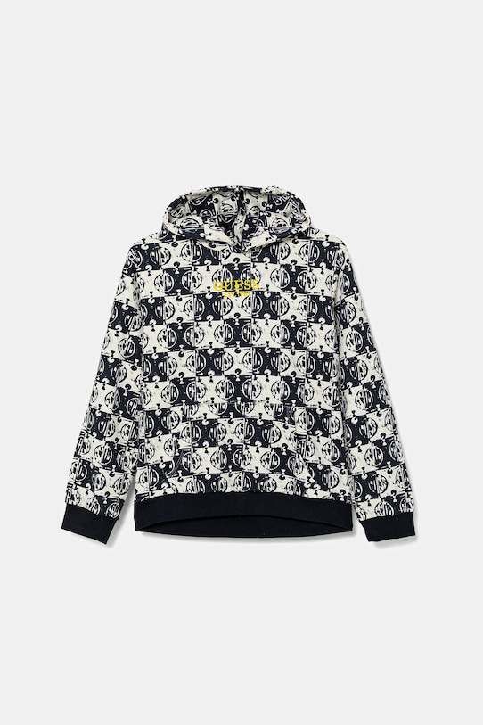 Dětská bavlněná mikina Guess s kapucí námořnická modř L5GQ03.KA6R4.PPYA